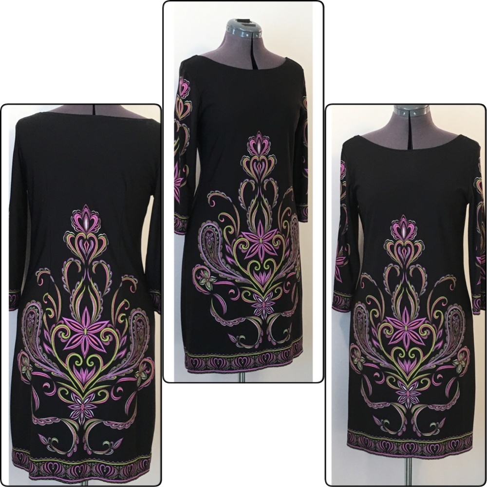 Forever 3/4Sleeve Black Sheath Dress